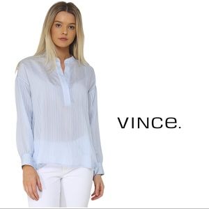 VINCE Drapey Stripe Pullover in Powder Blue